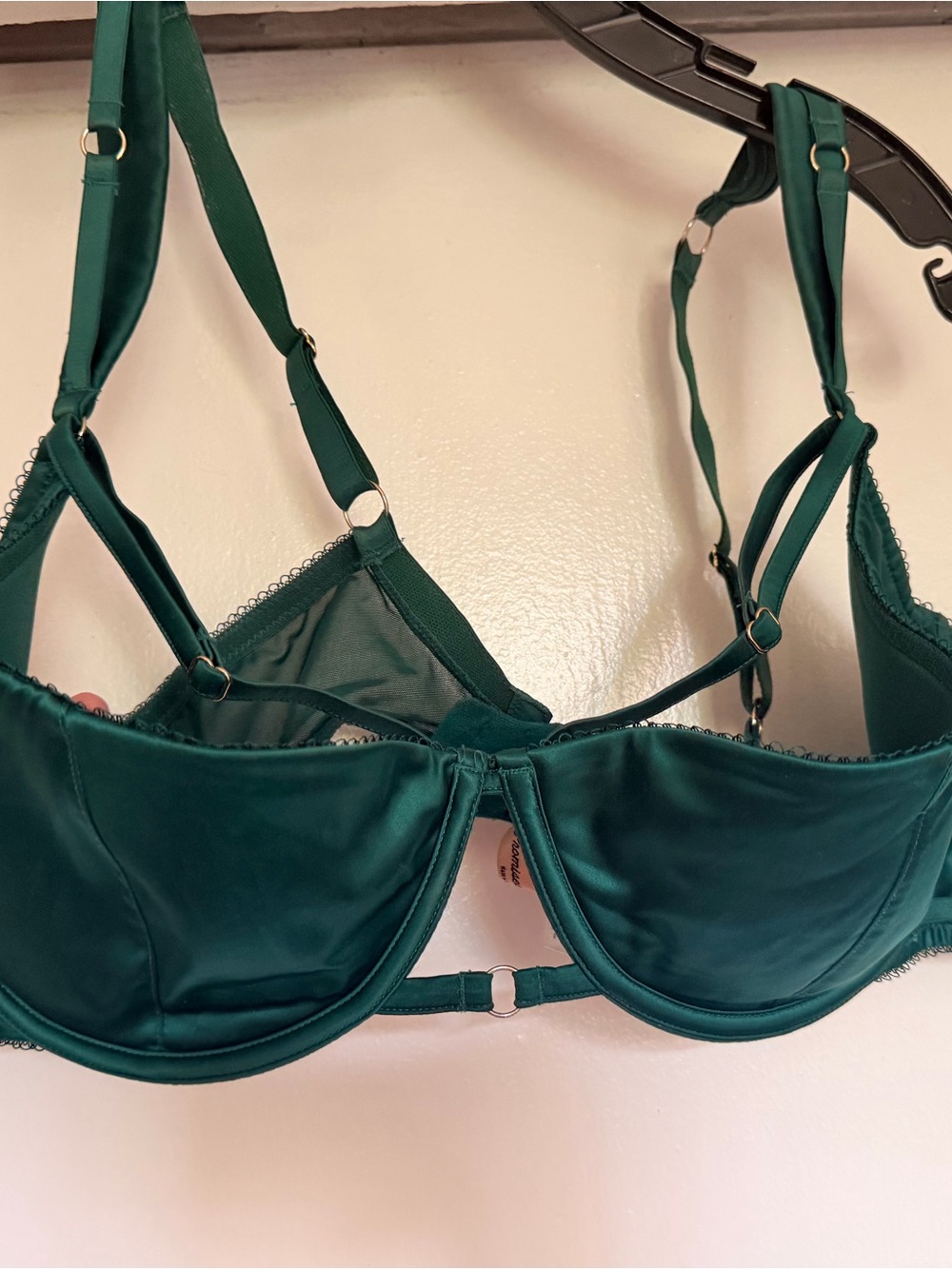 Satin Underwire Bra in Deep Green - Women Intimates & Sleepwear